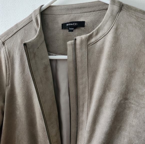 RW&CO Suede Bomber Jacket in Taupe - Picture 5 of 5
